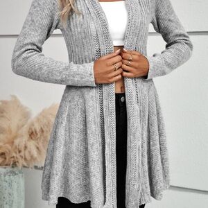 SHEIN Women's Light Gray Open Front Cardigan